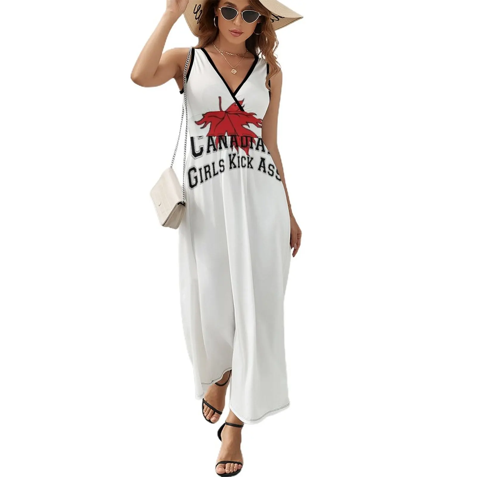 

Canada Canadian Girls Kick Ass Women's T-Shirt Sleeveless Dress loose women's dress wedding guest dress 2024