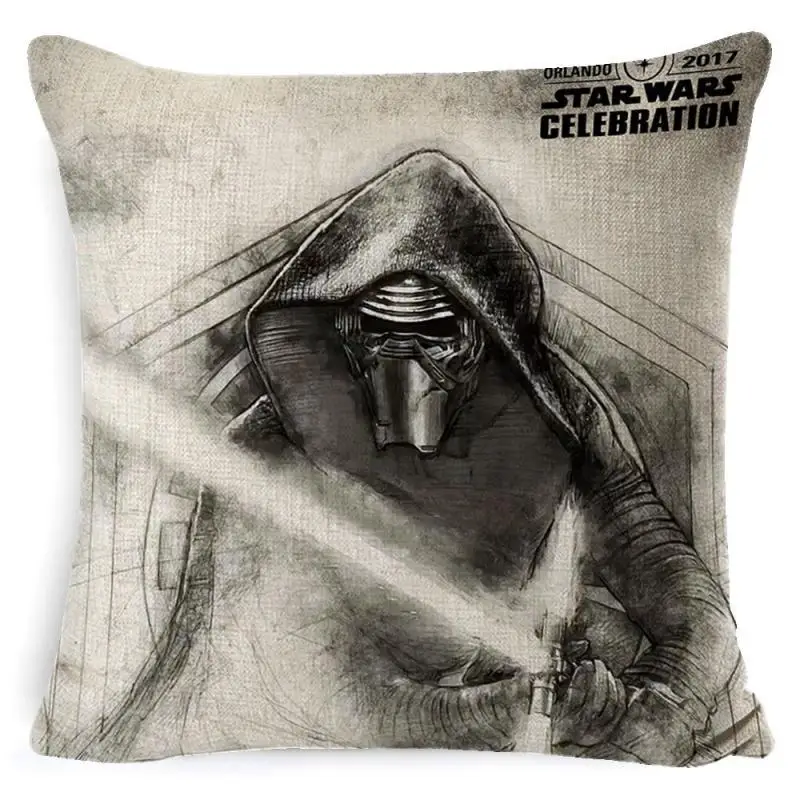 Star Wars Character Linen Square Pillow Jedi Knight Spaceship Home Cushion 45*45Cm Soft Skin-Friendly Ornament Gift