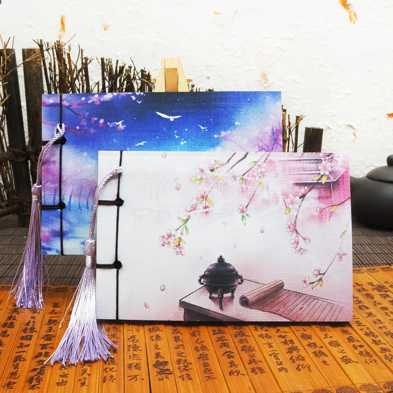 Chinese Traditional Style Tassel Paper Notebook Planner Vintage Notepad for School Office Supplies Stationery Promotion Gift