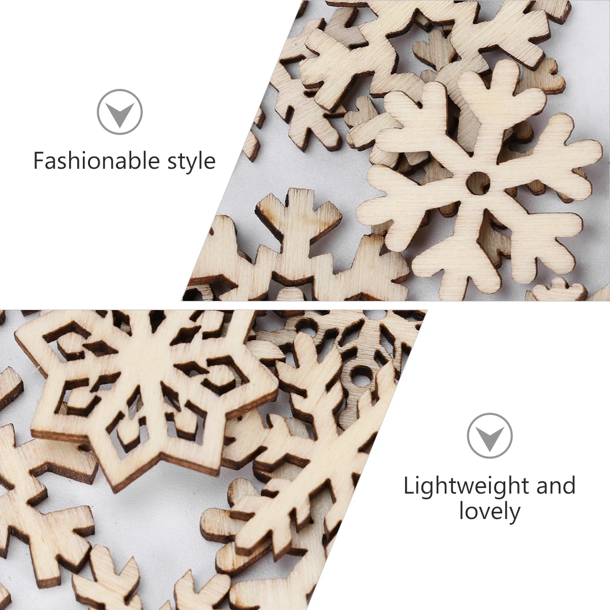 

200 Pcs Decor Wooden Snowflake Christmas Decoration Crafts Ornament Party Outdoor Tree Ornaments