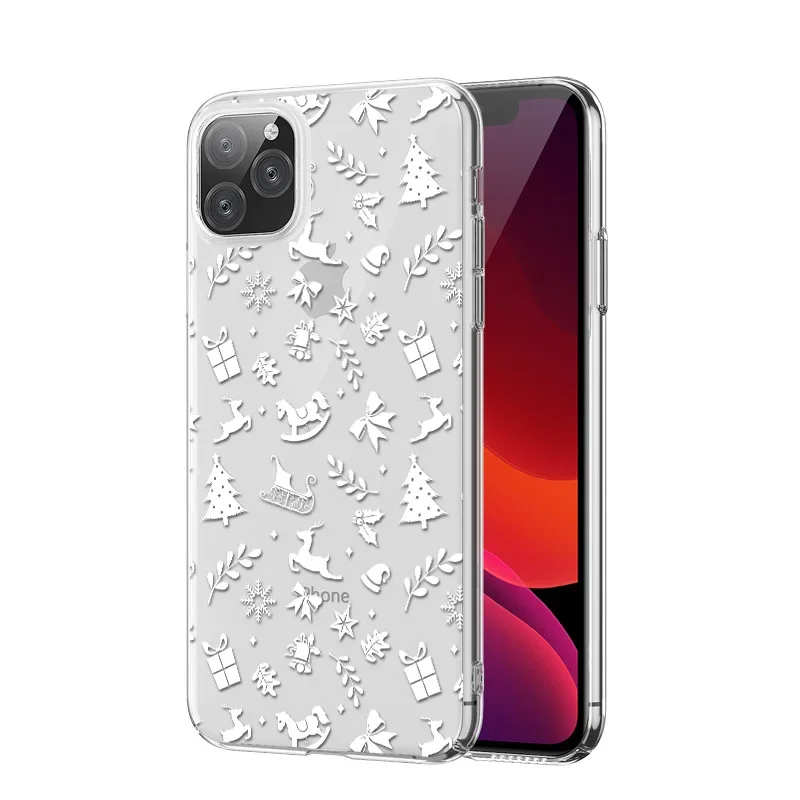 Custodia per telefono di natale di capodanno per IPhone 14 13 12 11Pro Max Mini X XS XR 7 8 14 Plus SE2 Cover in TPU trasparente accessori natalizi