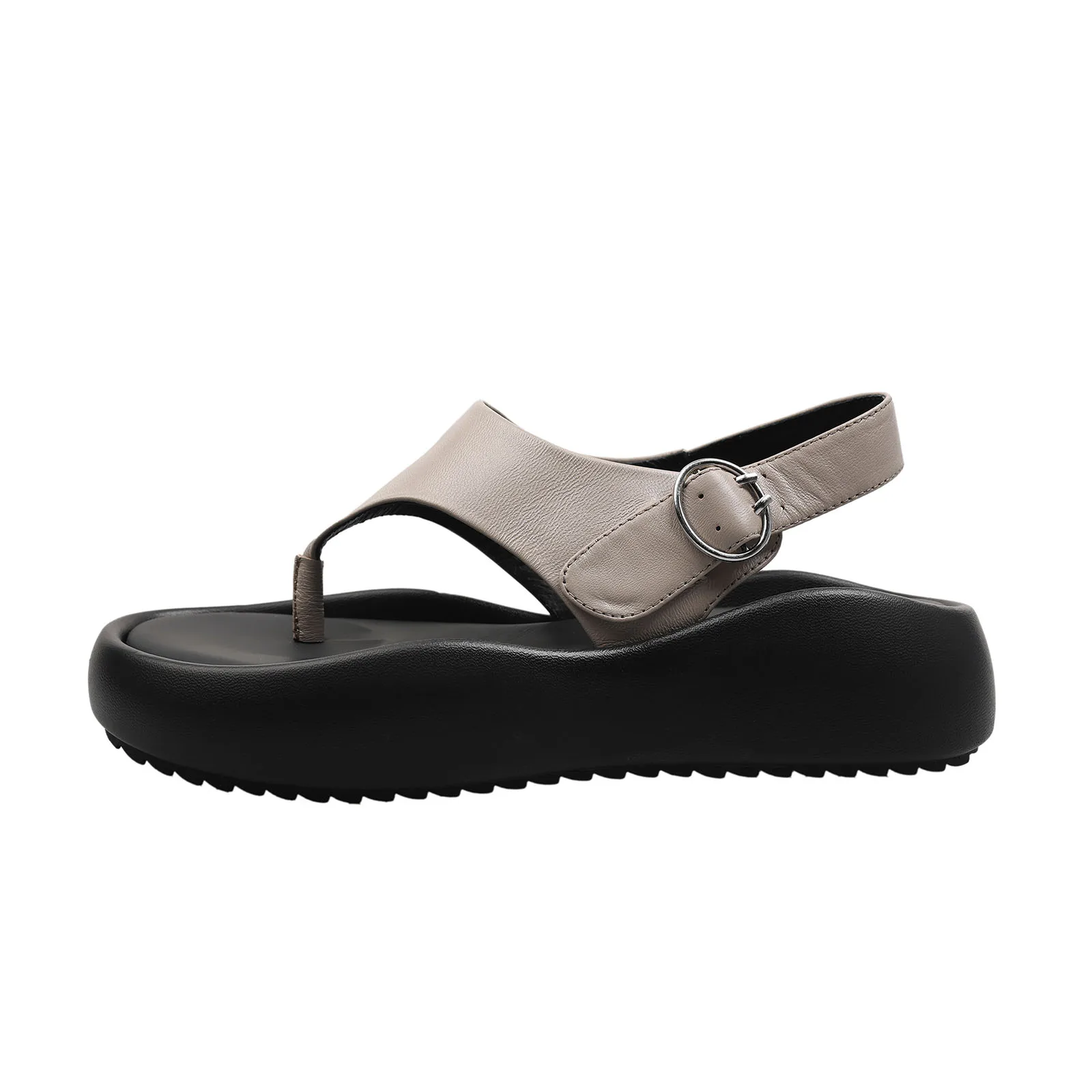 

Arden Furtado Summer Holiday style Pinch toe sheepsk platform Sandals Round toe Flats Middle heel Buckle strap Open toe Sandals