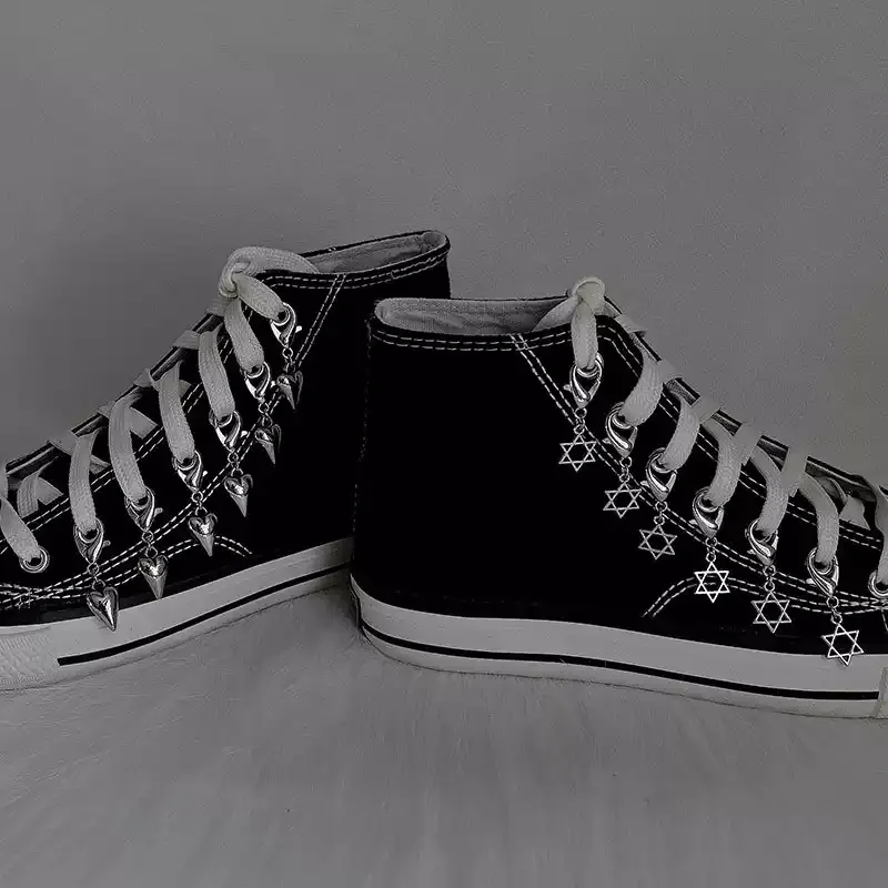 Heart and Star Metal Shoe Charms with Clasps, Adjustable Lace Decoration for Sneakers, Trendy DIY Shoe Accessories 1Set