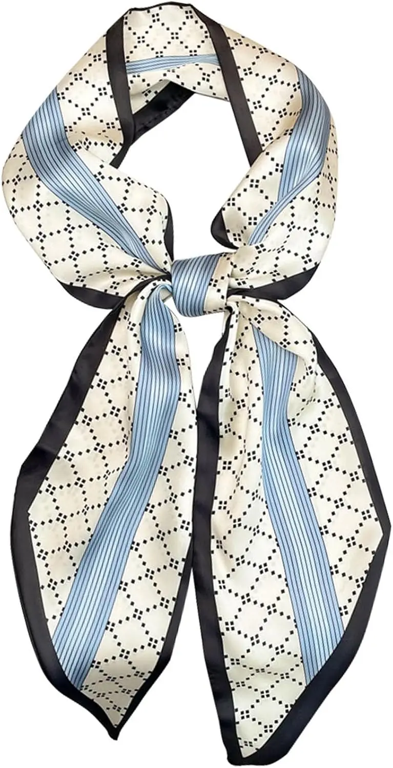 

Satin Neck Scarf for Women Printed Hair Scarves Bag Scarfs Fashion Elegant Oblique Angle Design 59' X 5.9'