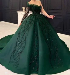 Vestido de baile verde brillante personalizado para mujer, Vestidos de Noche de Dubai de lujo para mujer, fiesta de boda, vestidos de compromiso de graduación árabes Ellie Saab