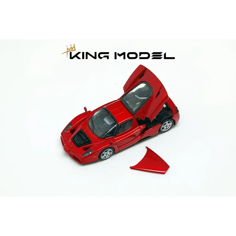 PreSale King 1:64 Enzo Metallic Red Openable Hood Diecast Diorama Car Model Toy