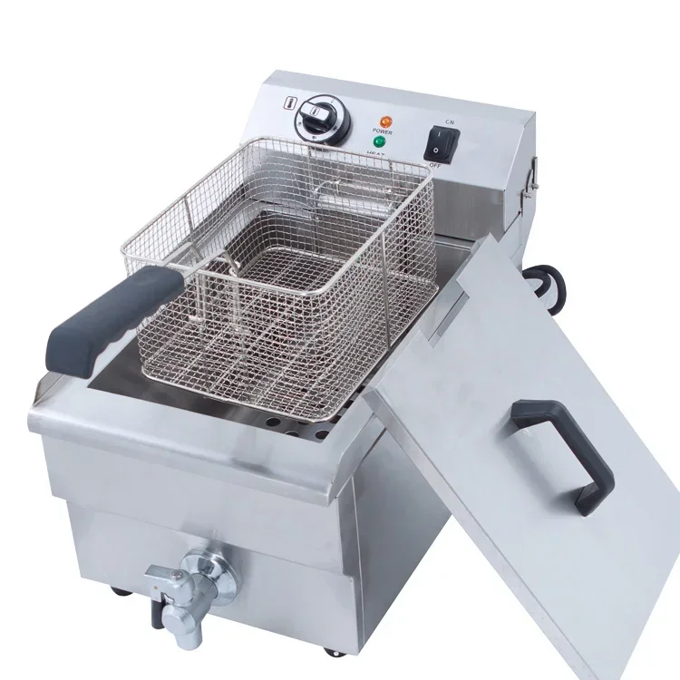 

#SS deep fryer with double baskets 3+3 kw electric potato commercial fryer