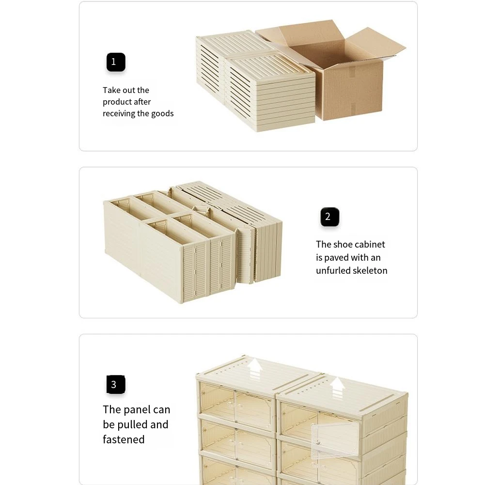 

Shoe Storage Organizer Foldable 8 Layers Shoe Container Box Stackable Shoe Rack Organizer Stackable Sneaker Storage Shoe Cabinet