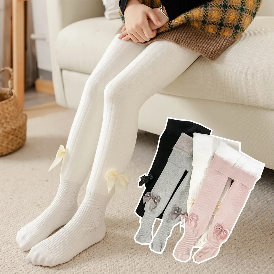 

0-12Years pantyhose Baby Stripe Tights Spring Autumn Elastic Kids Girls Pantyhose Knitted Infant High Waist Solid Children Pants