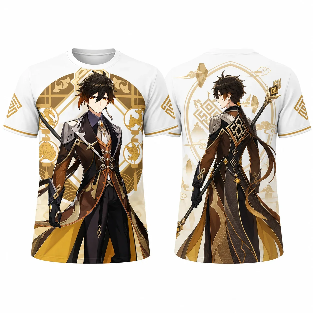 Genshin Impact Reisende Zwillinge Furina Kazuha Zhongli Nahida 3D-Druck T-Shirt Spiel-Grafik-Shirt für Männer und Frauen Casual Top – Detail 6