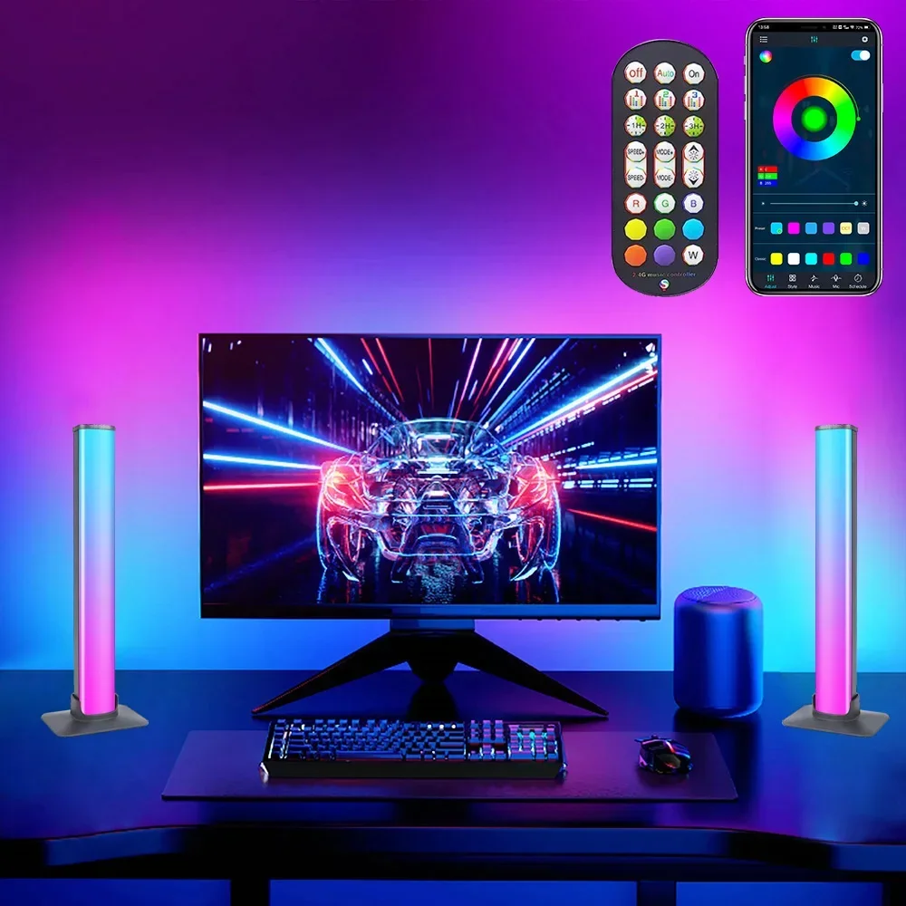 Imagem -03 - Smart Led Night Light Barras Lâmpadas de Piso Rgb 16 Cores tv Backlights Remoto Música Sync Gaming Lights Pickup Mood Lighting