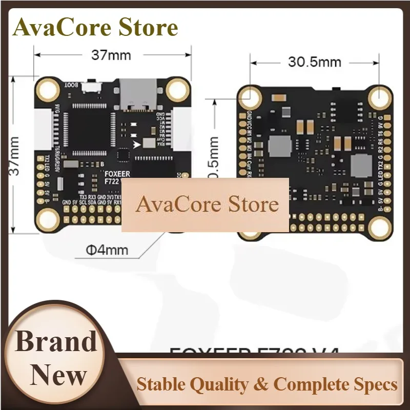 AvaCoreFoxeer F722 V4 Flight Controller For RC Drones 5V 3A 3 6S Low Delay X8 Configuration Remote Tuning Adjustable