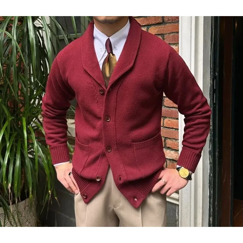 

American V-neck plush knitted cardigan for autumn and winter, gentle, soft, lazy and versatile sweater jacket for men