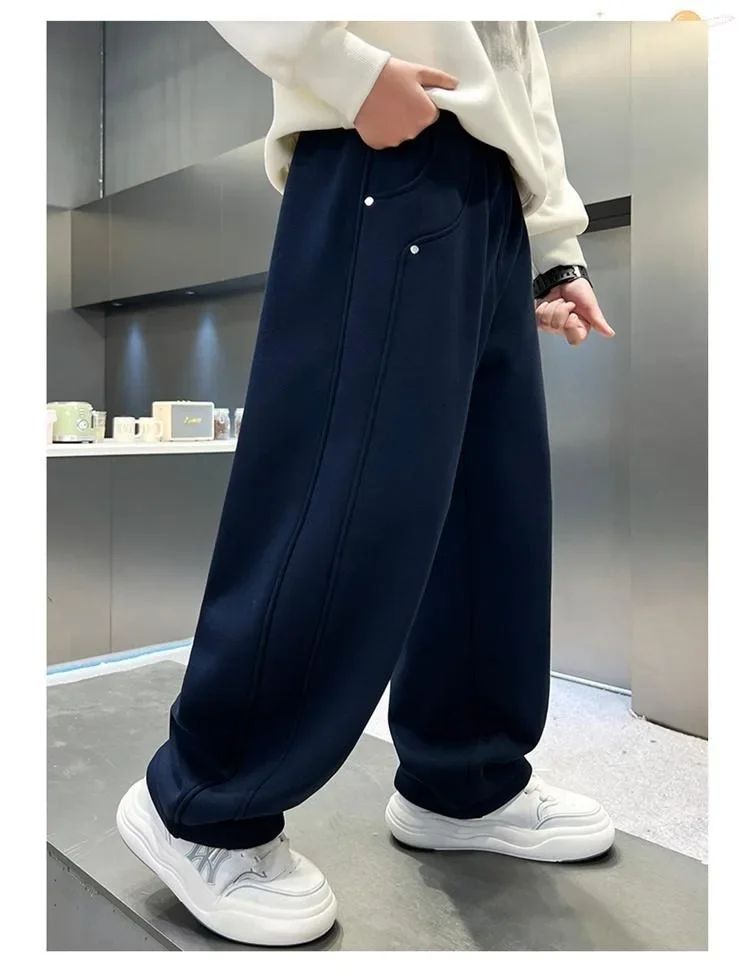 ZOETOPKID Herbst Jungen Freizeithosen Kinder Lose Baumwoll-Sporthosen Marineblau Weiche Hosen für Kinder Frühling Kinderkleidung Neu – Detail 8