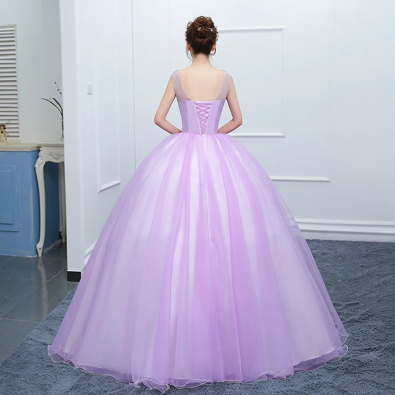 Vestidos De quinceañera sin mangas hasta el suelo, Vestido púrpura De depuración, vestidos elegantes con apliques De encaje, vestidos abullonados para baile De graduación