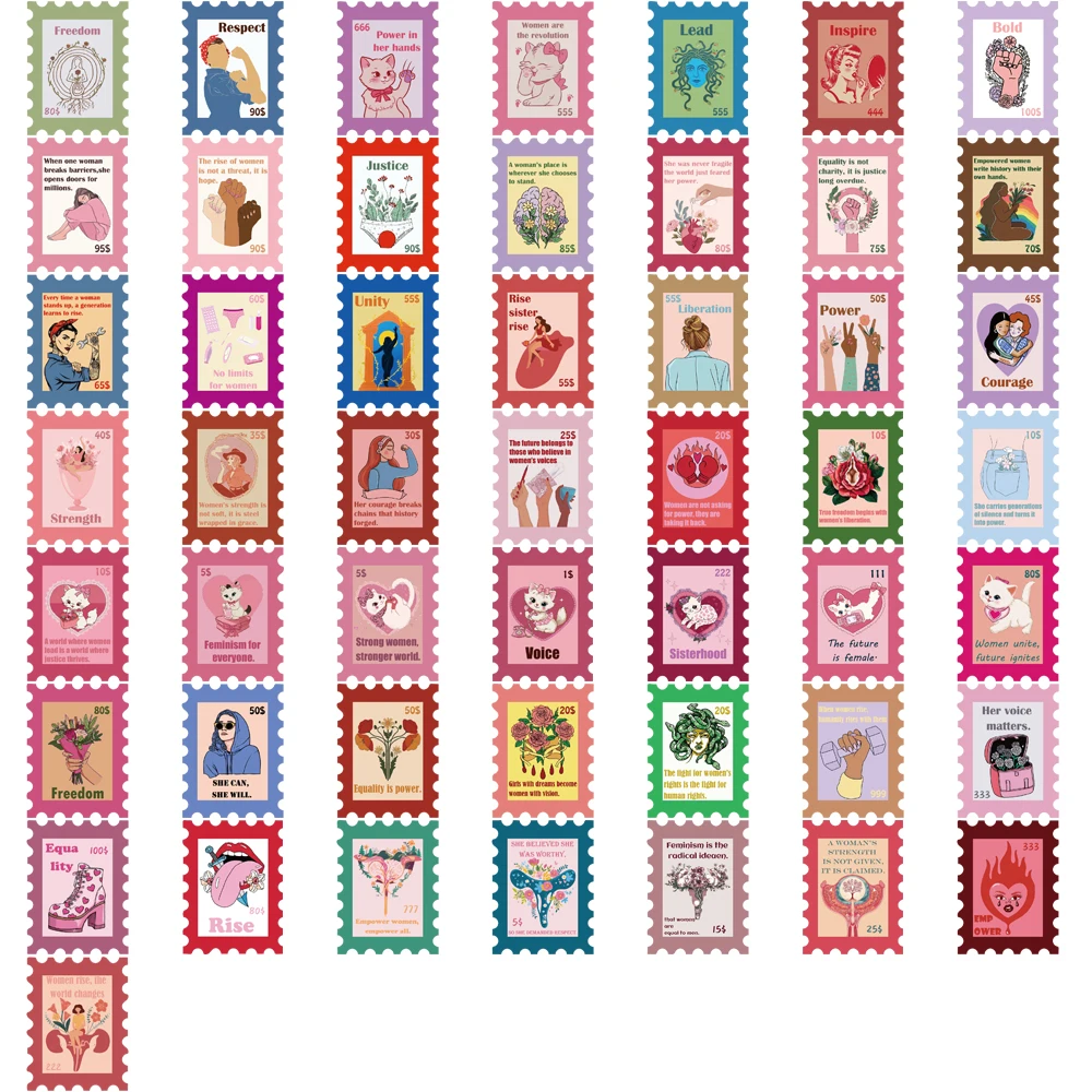 50 pçs selos feministas graffiti adesivos paisagem skate notebook portátil bagagem telefone design mala colagem adesivo
