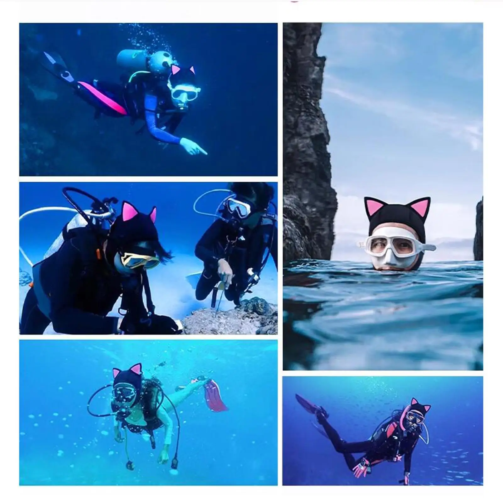 Cat Ears Scuba Diving Hood 3mm Neoprene Wetsuit Hood Cute for Sailing Winter