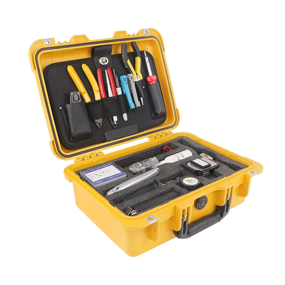 FCST210203 Field Installation Round Cable Cutter Stripper Slitter Fiber Cleaver FTTH Fiber Optic Fusion Splicing Tool Kit