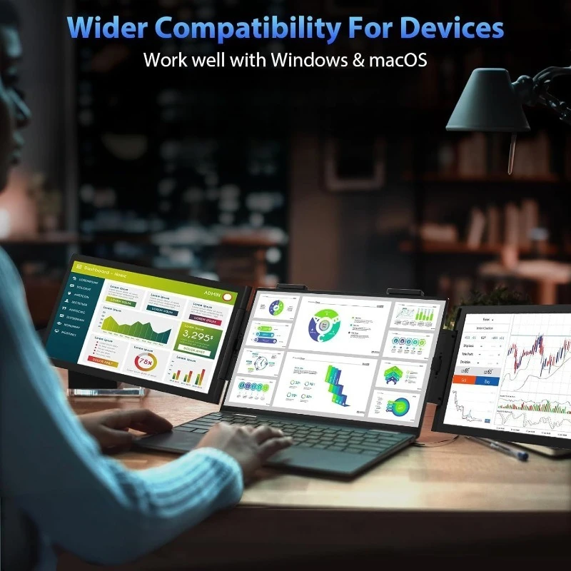 14 Inch Dual Screen Portable Monitor for Laptop Expansion Stock Trading Multi Screen Folding External Secondary Display