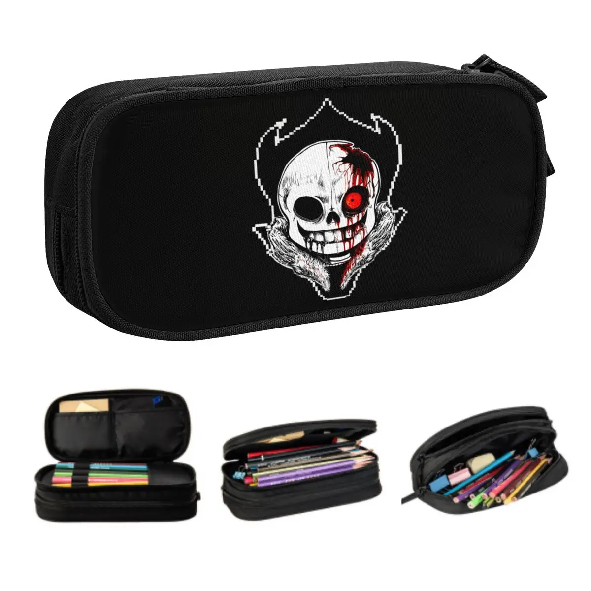 Custom Cute Horrortale Sans Undertale Pencil Cases for Boy Girl Large Capacity Game Pencil Bag School Supplies