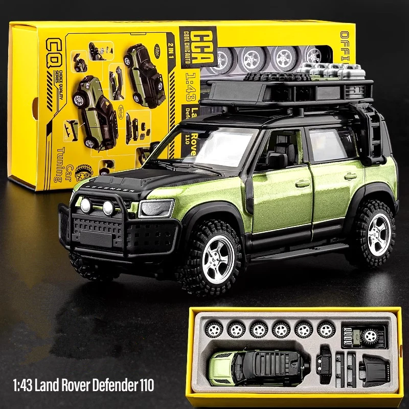 

Сборная Версия 1:43 Land Rover Defender, сборная модель автомобиля из сплава, литая металлическая игрушка, искусственная кожа, детский подарок