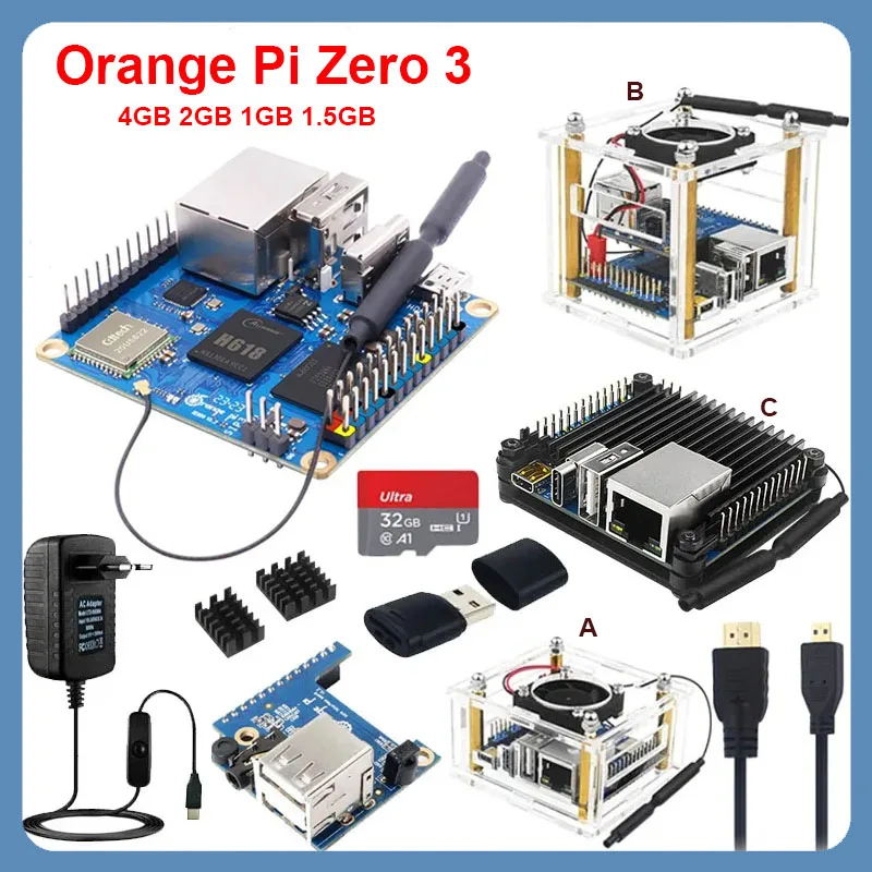 

Orange Pi Zero 3 4GB RAM Allwinner H618 64-bit 16MB SPI Flash Dual Band WiFi5+BT5.0 Gigabit LAN Orange Pi Zero 3 2GB 1GB 1.5GB