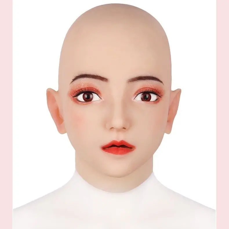 New silicone mask beauty headgear for CD cross-dressing role play, cute cosplay makeup