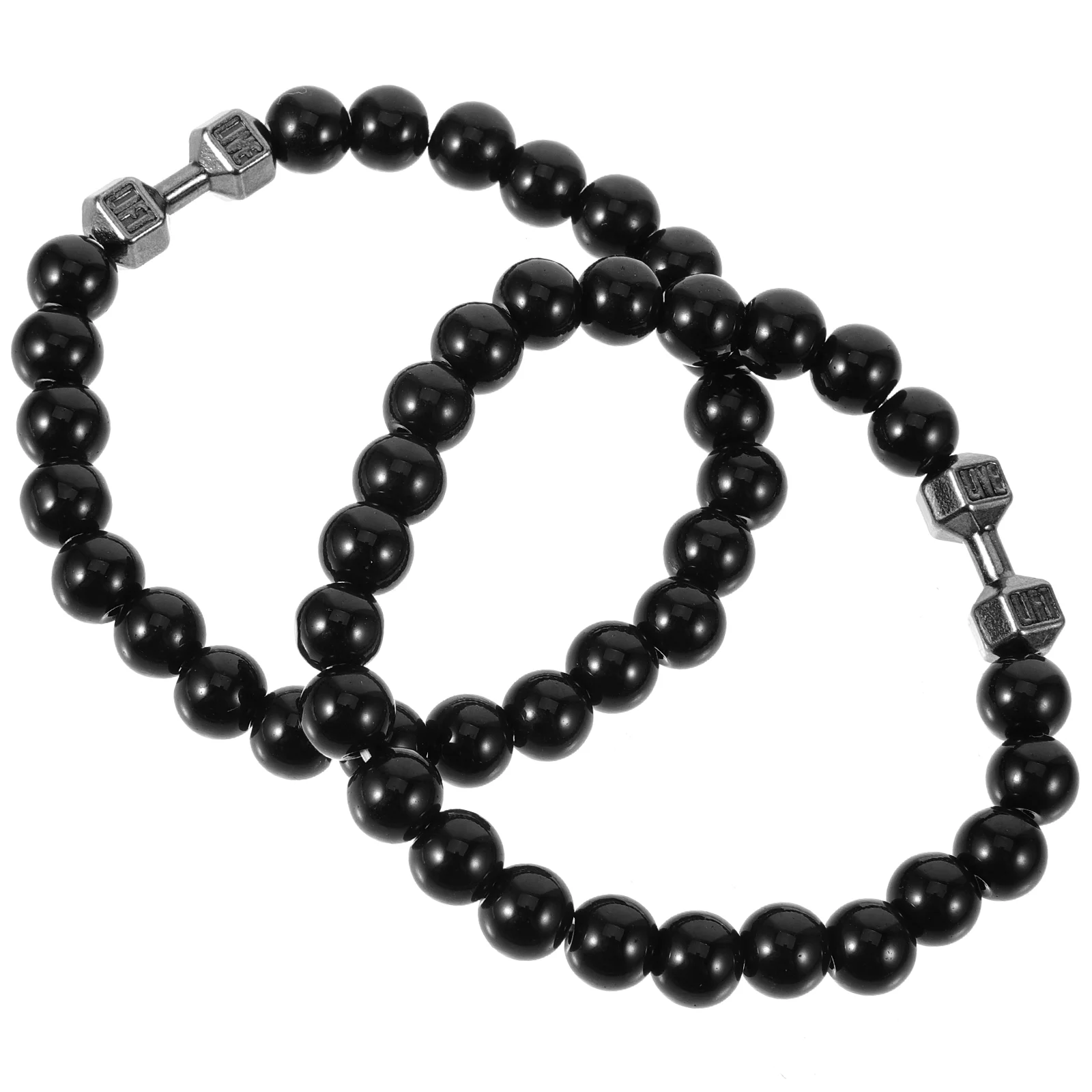 2 pçs pulseiras de contas para preto grânulo pulseira para homens ginásio pulseiras rocha vulcânica novidade mordaça brinquedos ponderado pulseira haltere