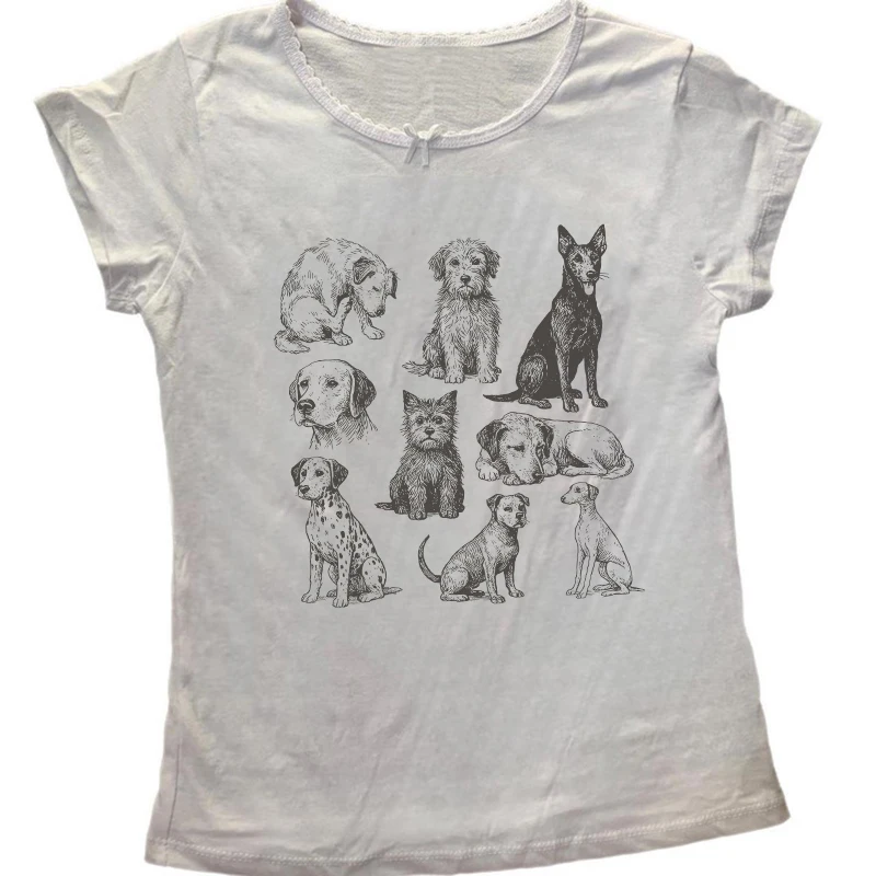 Donne Y2K Streetwear Hip-Hop Estetica Top Trendy Gotico Sexy Sottile T-shirt a maniche corte Harajuku Creativo Modello di cane Stampa Tee