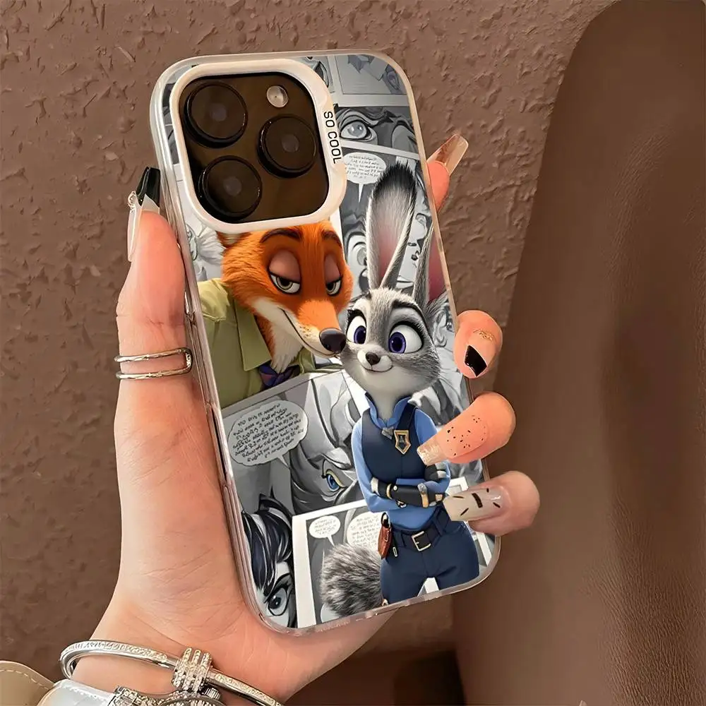 Zootopia Nick Judy جراب هاتف آيفون 17 16 15 14 13 12 11 برو ماكس ماتي للصدمات عودة مكافحة سقوط ماتي غطاء