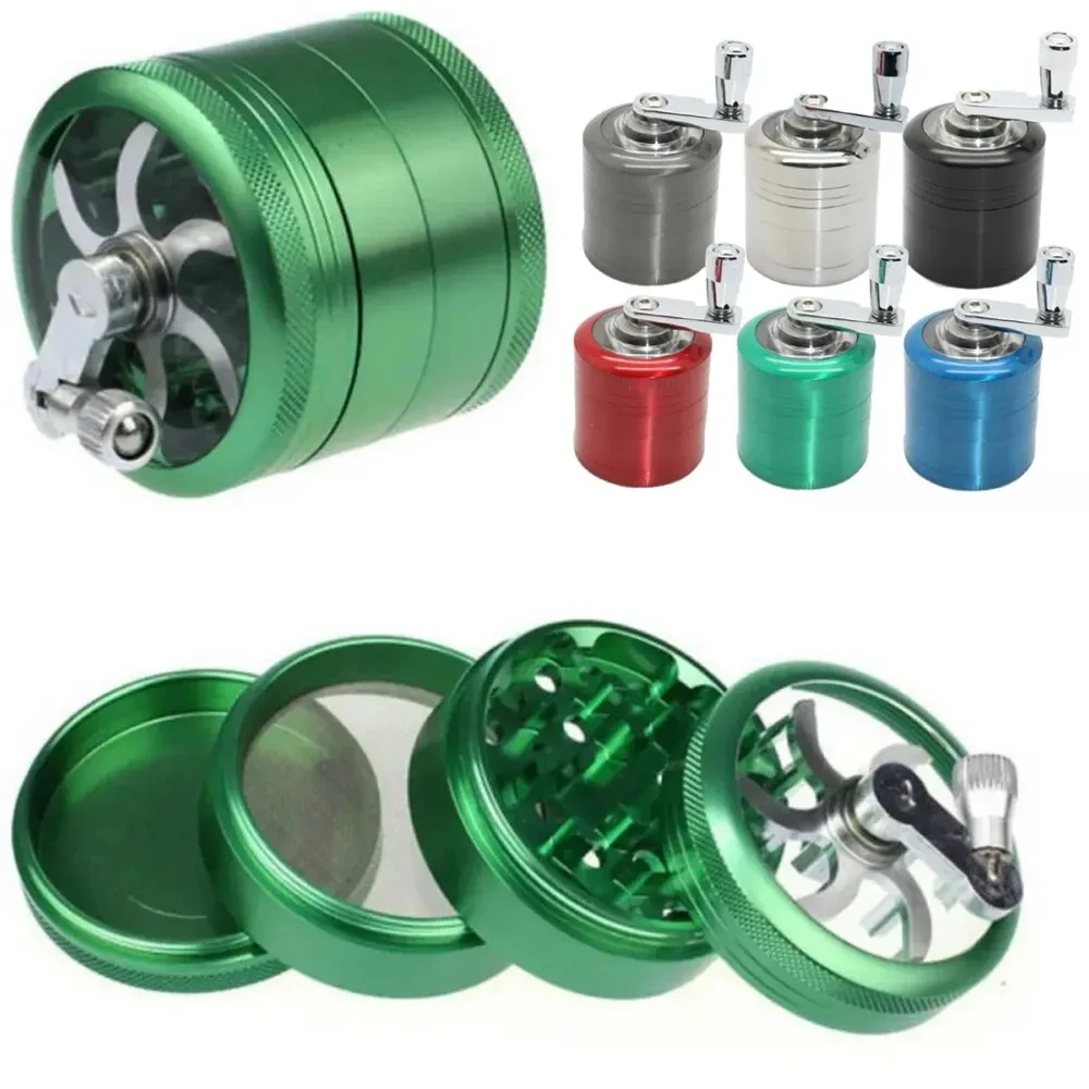 

40mm Zinc Herbal Crusher Tobacco Grinder Smoke Manual Kitchen Herb Metal 4 Layer Grinders Spice Mill Cigarette Accessories