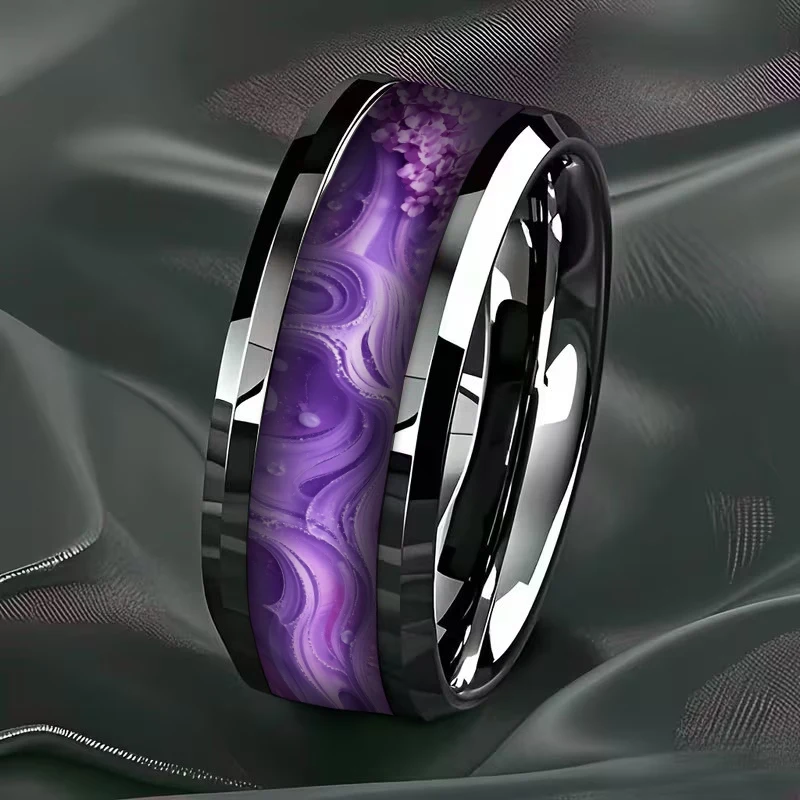 Wholesale Unique Starry Night Pattern Men's Black Ring Personality Women Wedding Band Jewelry Unisex Party Accessories Wholesale