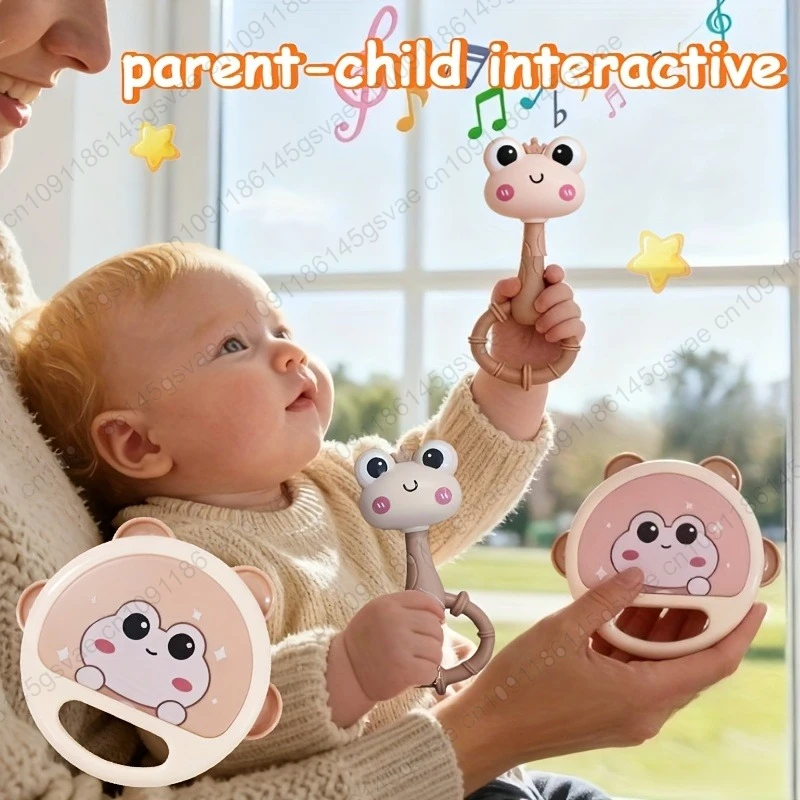 1/2 قطعة خشخيشة ضفدع لطيفة ومثيرة للاهتمام باليد للتدريب على القبضة، تحفيز اللمس وتهدئة وقت النوم، متينة وسهلة التنظيف #3