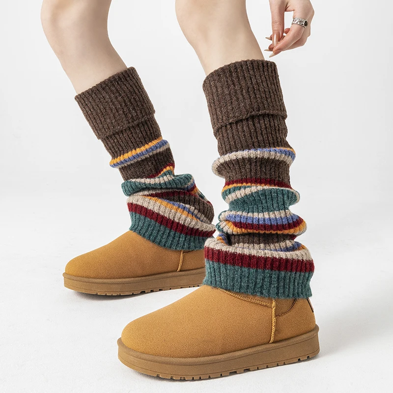 Frauen Beinlinge Neue Mode Japanischen Stil Knie Socken Warme Dicke Mischfarbe Gestreiften Strümpfe Über das Knie Hohe qualität Lange