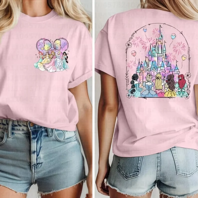 2026 Disney New Women's Breathable T-shirt Cotton Edition Loose Casual Round Neck Family Short Sleeve
