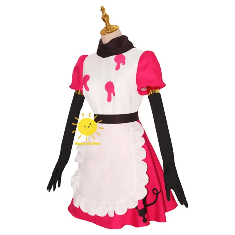 

asdh8@Anime niffty cosplay Hotel Hazbin Costumes Red Dress Apron Halloween Carnival Party Cos Adult Women