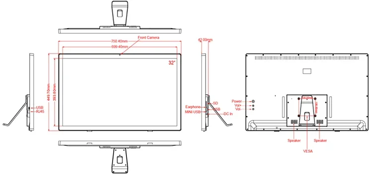 32 inch IPS 1920 x 1080 touchscreen Android industriële tablet
