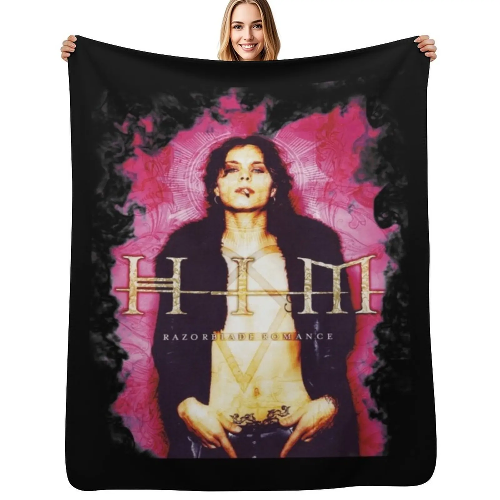 Him Band VV H I M - Him Ville Valo Razorblade Romance smoke Essential Throw Blanket Stylish Warm Blanket for Living Room Bedroom