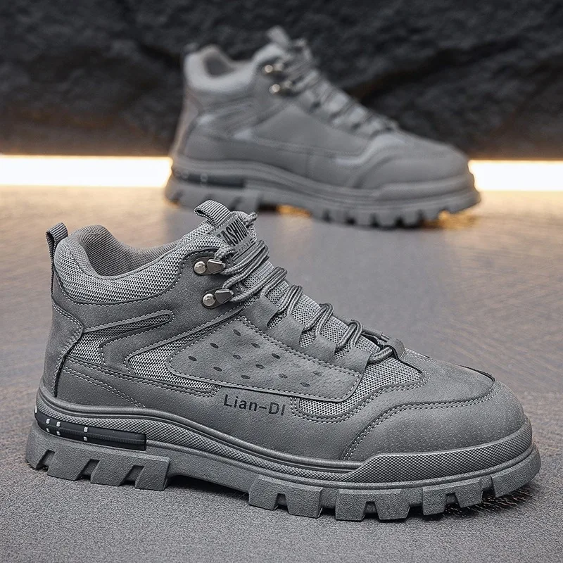 Spring New Korean Version Trendy Board Shoes Men's Fashion British Style Tooling Shoes Thick Sole Comfortable Casual Short Boots