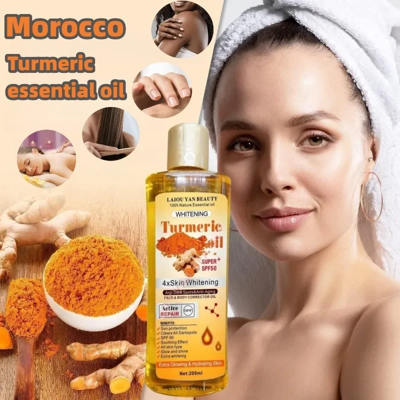 Moroccan Turmeric Essence Oil Facial Body Skin Care Massage Oil Removes Dark Spots Whitening Sunscreen Anti-dryness Rough