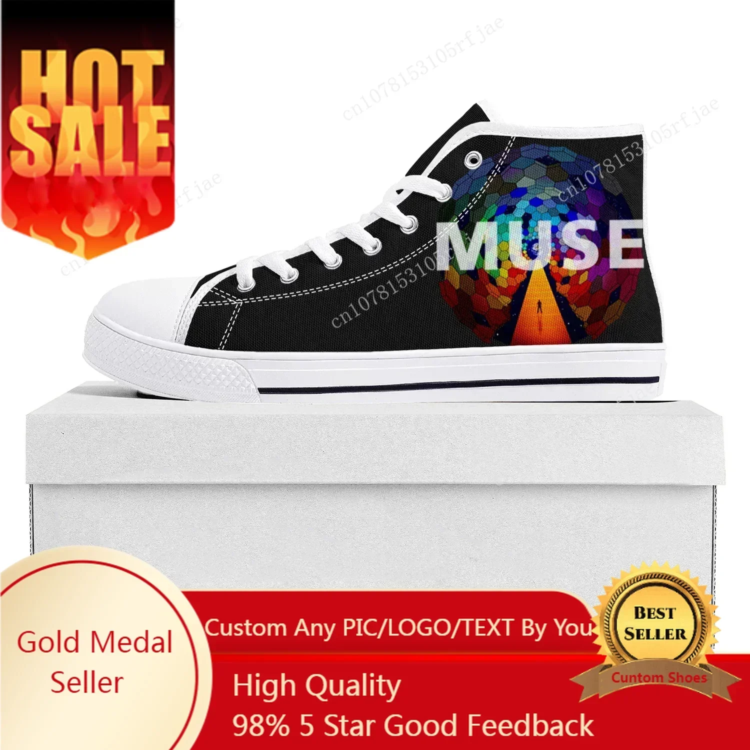 Muse Rock Band England High Top High Quality Sneakers Mens Womens Teenager Canvas Sneaker Casual Couple Shoes Custom Shoe White