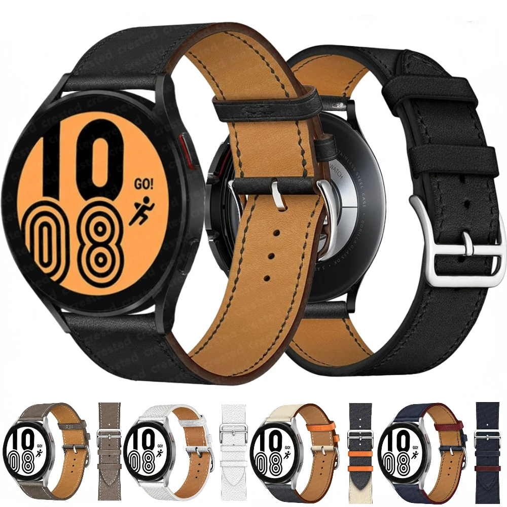 

20mm 22mm Leather Strap for Samsung Galaxy Watch 6/5/4 44mm 40mm/Classic 47mm 46mm 42mm/Pro 45mm Belt Huawei Watch 4/GT-2-3-Pro