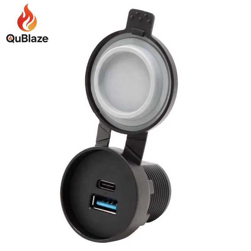 Qc3 Type C Moto 12 В розетка Qc 3,0 12 В/24 В 36 Вт универсальное круглое USB зарядное устройство для мотоцикла для сотового телефона Qc3 Type C Moto 12 В розетка Qc 3,0 12 В/24 В 36 Вт универсальное круглое USB зарядное устройство для мотоцикла для сотового телефона