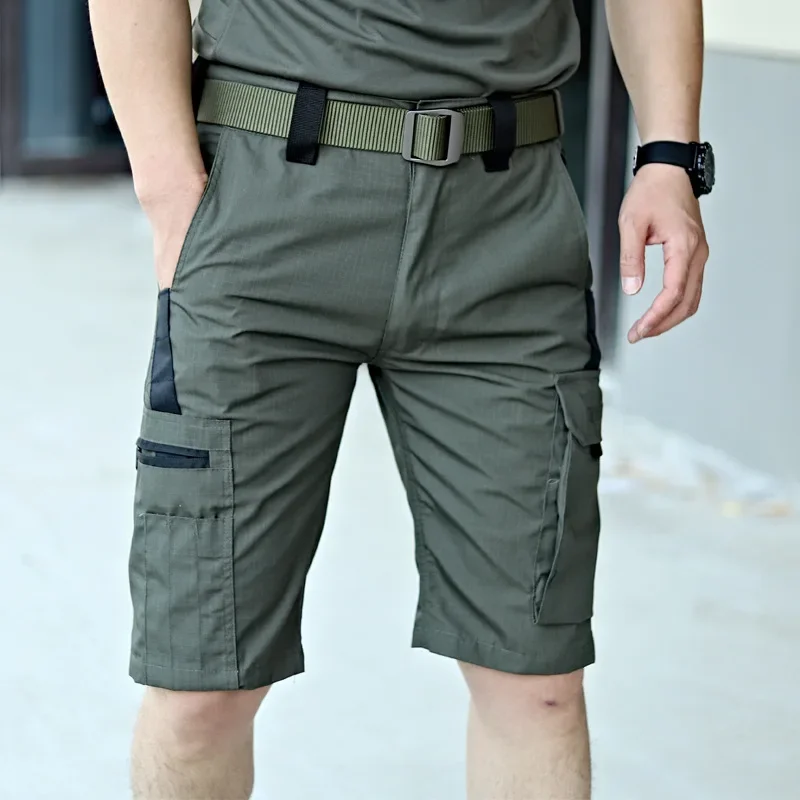 New Elastic Waistband Shorts Men's Outdoor Camouflage Seven Pants Summer Breathable Work Shorts