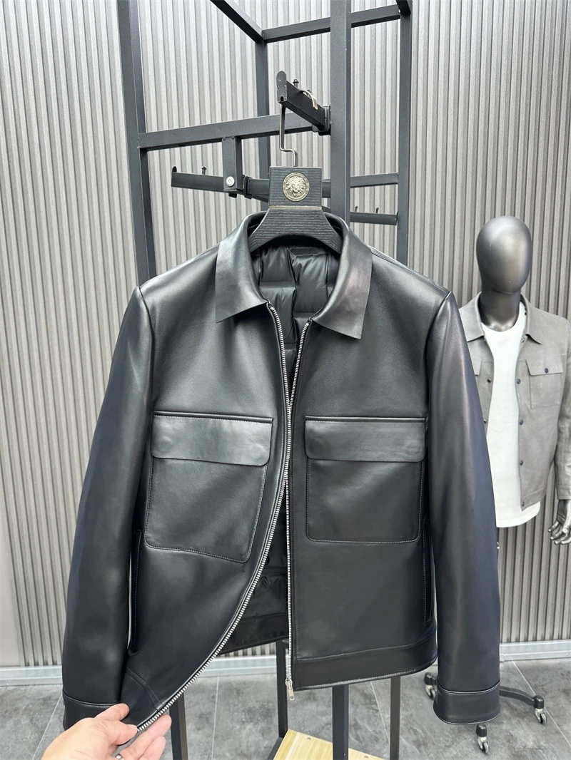 

Svip King повседневная кожаная куртка мужская элитная натуральная кожа из овчины повседневное пуховое пальто с откидным воротником Faion Urban Sle