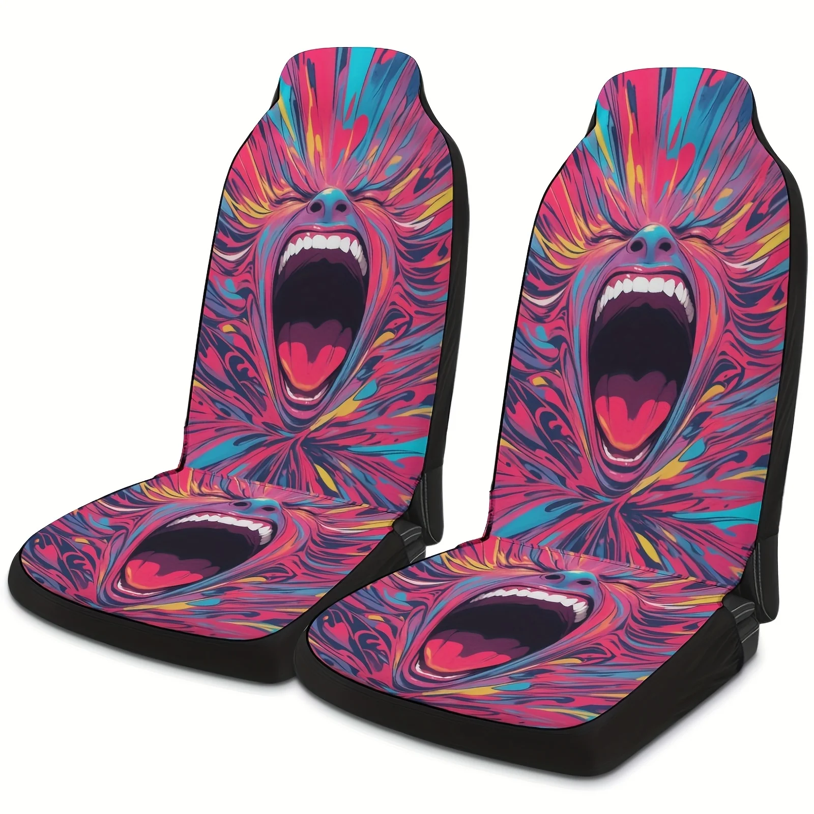 

Pack Of 2 Scream Struggle Abstractism Emotion Flow Print Car Universal Single Seat Cover Suitable For Most Models