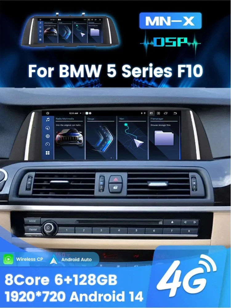 MEKEDE 10,25" Wireless CarPlay Autoradio-Player für BMW 5er Serie F10 F11 525 530 2011-2017 CIC NBT Auto-Multimedia-Stereo-Player Android Auto 1920*720 HD Touchscreen-Headunit Intelligente Systeme
