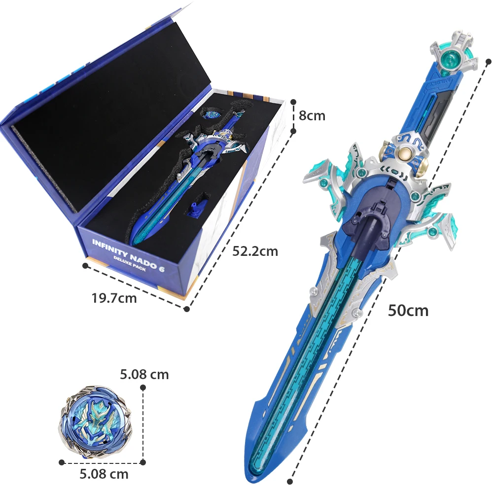 Infinity Nado 6 Deluxe Pack - Gale Wings / Skylord Transformable Nado Spinning Top Gyro Upgraded Deluxe Sword Launcher Kid Toy