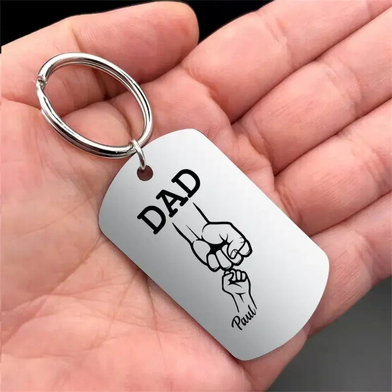 Personalized Custom Dad Keyring with Kids Name Family Keychain for Father Stainless Steel Papa Key Rings Father\'s Day Gift 2024