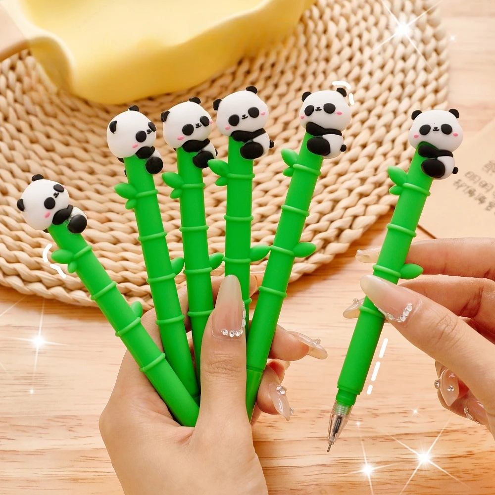 Panda Bamboo Gel Pen Student Soft Glue Cute Study Stationery High-Looking Exam Question Pen Creative Signature Pen Gift